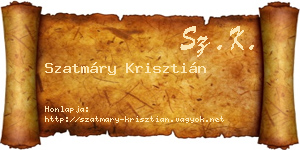 Szatmáry Krisztián névjegykártya